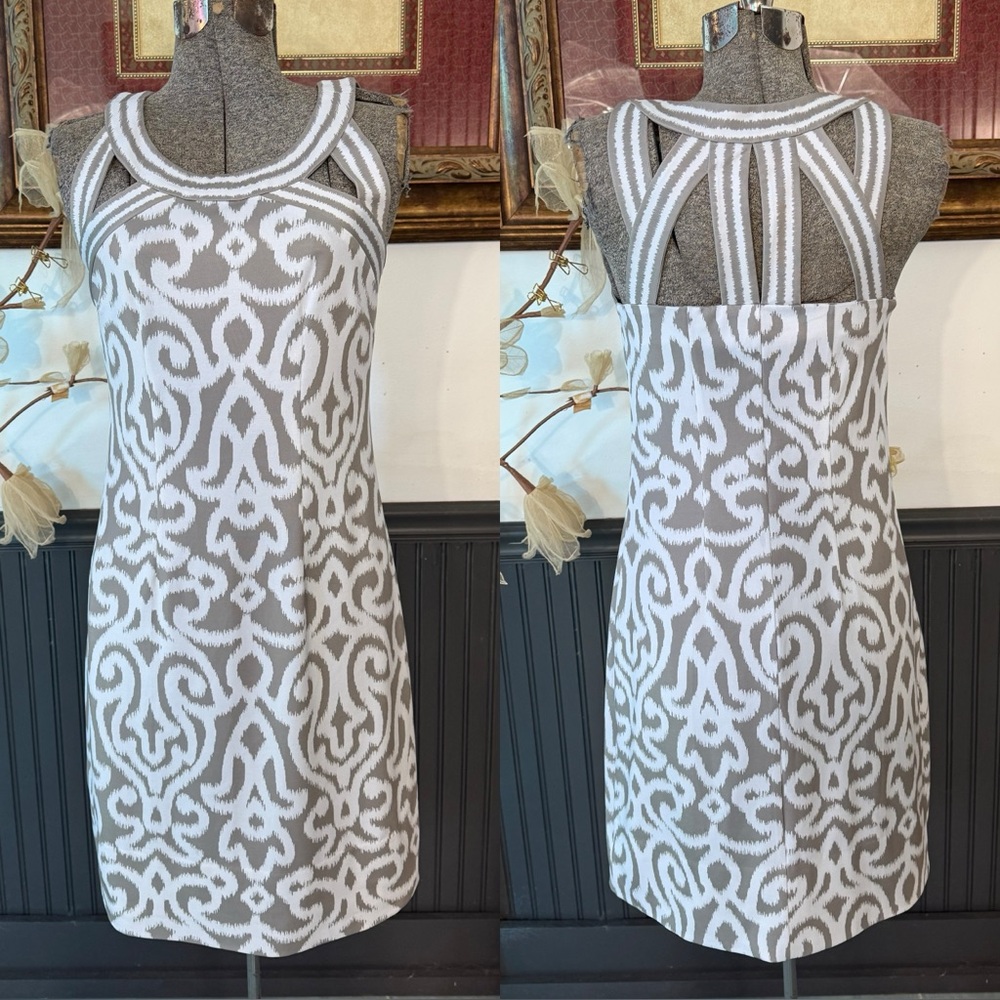 Gretchen Scott Ikat Cutout Strappy Back Sheath Dress ~ Size XS 🧡🍄